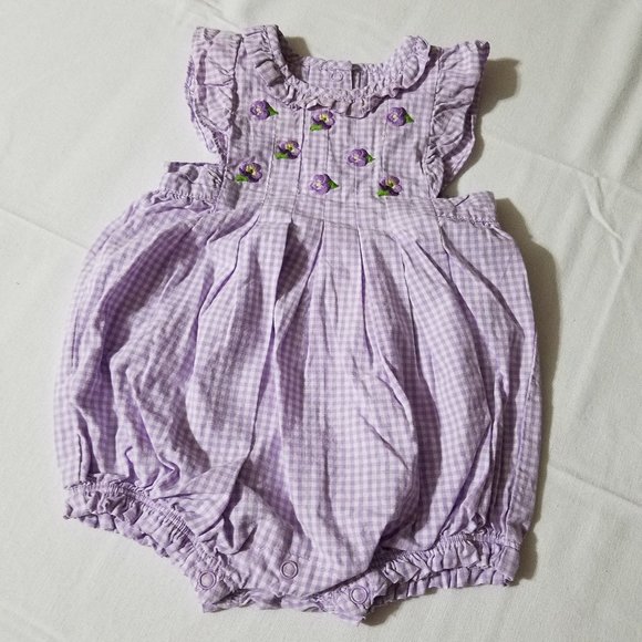 Gymboree Outlet Pretty Pansy VGUC 3-6 Month Romper. - Picture 1 of 3